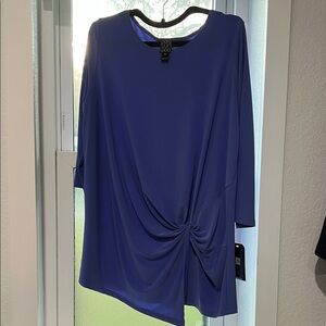 Clara Sun Woo Royal Blue Periwinkle Twist Detail Blouse